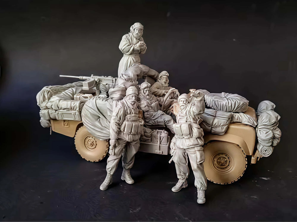 1/35 WWI Supply Convoy, 5 Figures, Resin Model Figure Kit, Unassembled and Unpainted