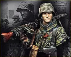 1/10 WWII German Infantry with MP40 and Camo Helmet, Resin Model Figure Kit, Unassembled and Unpainted