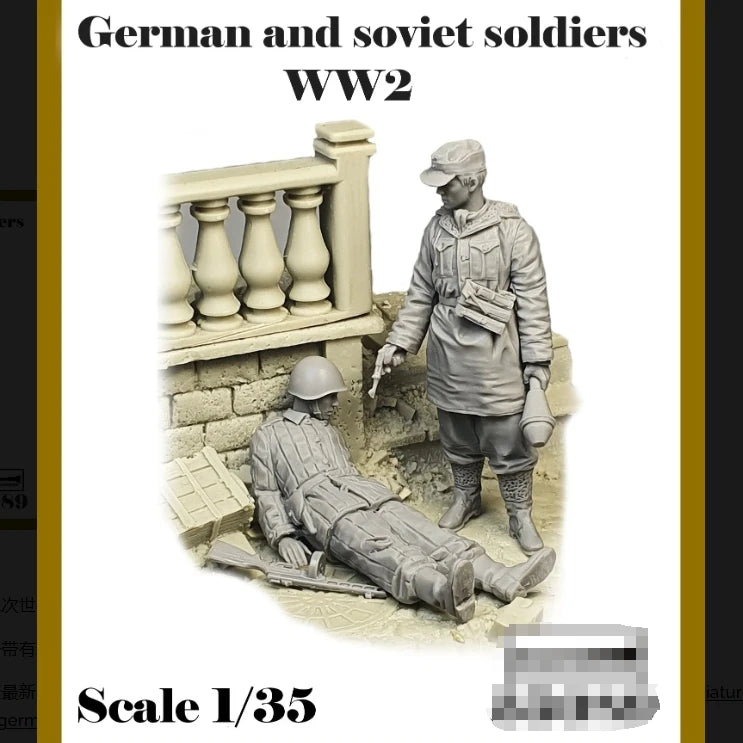 1/35 WWII German Infantry Standing with Rifles, 2 Figures, Resin Model Figure Kit, Unassembled and Unpainted