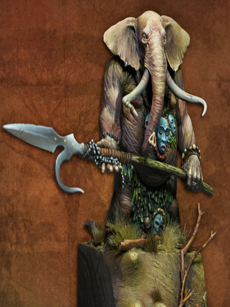 75mm Ancient Fantasy Elephant Warrior, Resin Model Figure Kit, Unassembled and Unpainted