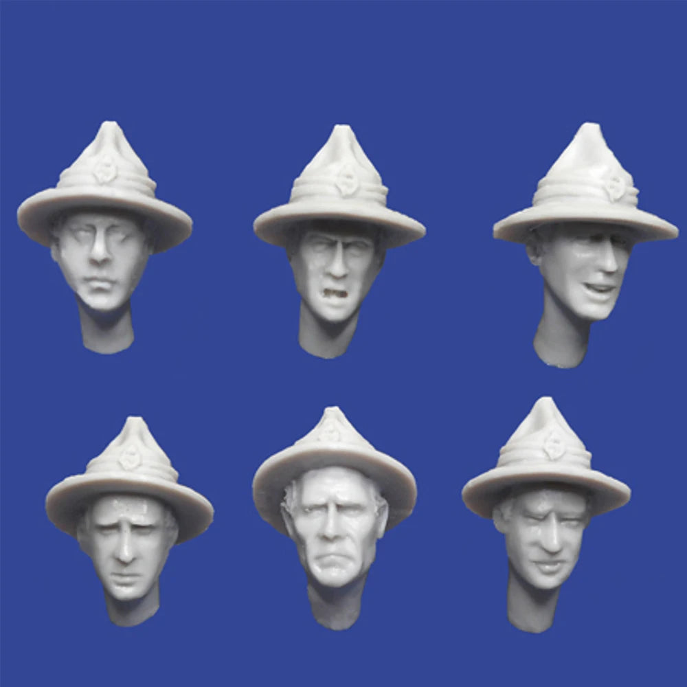 1/35 WWI Soldier Heads, 6 Figures, Resin Model Bust Kit, Unassembled and Unpainted