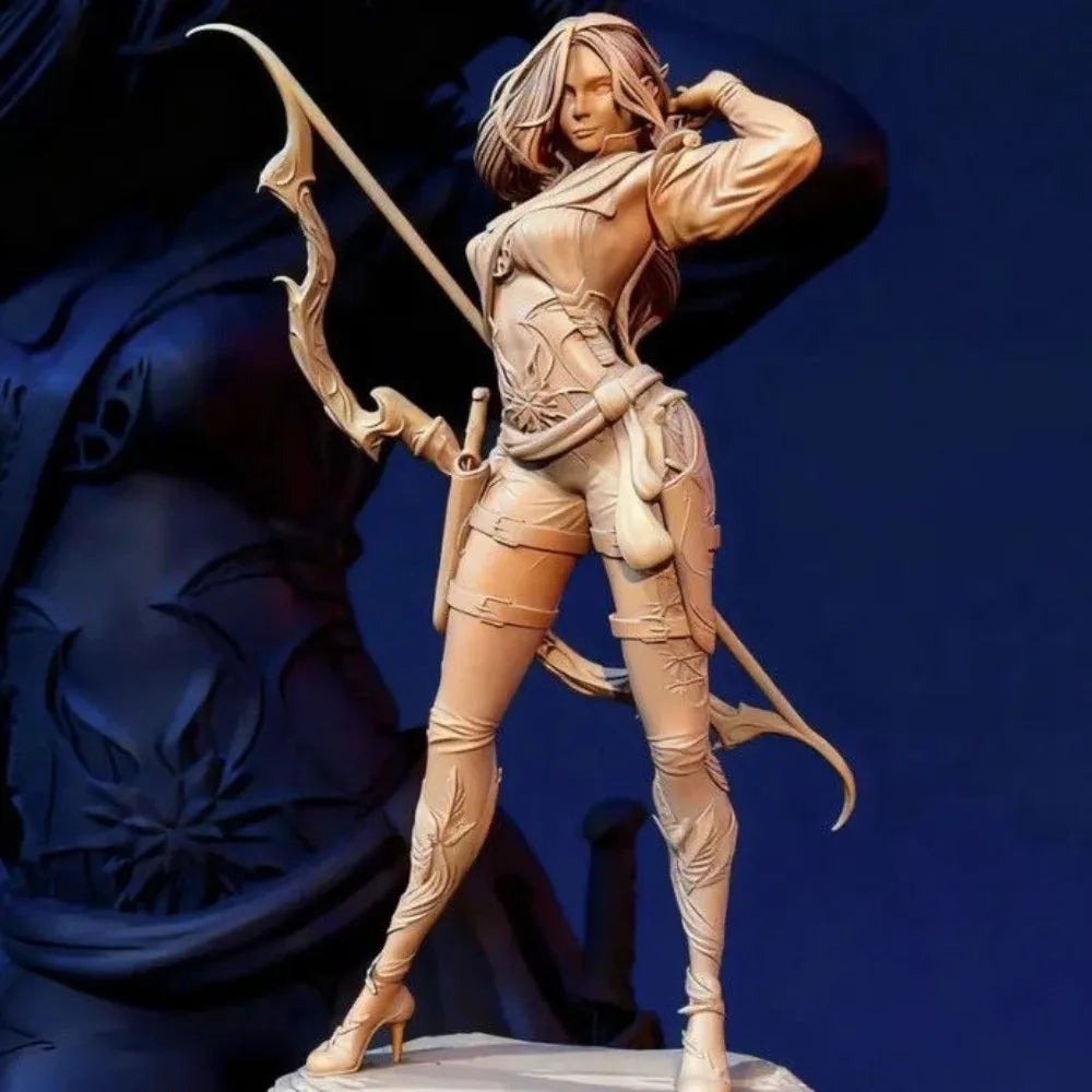 50mm Female Warrior Archer, Resin Model Figure Kit, Fantasy Theme, Unassembled and Unpainted