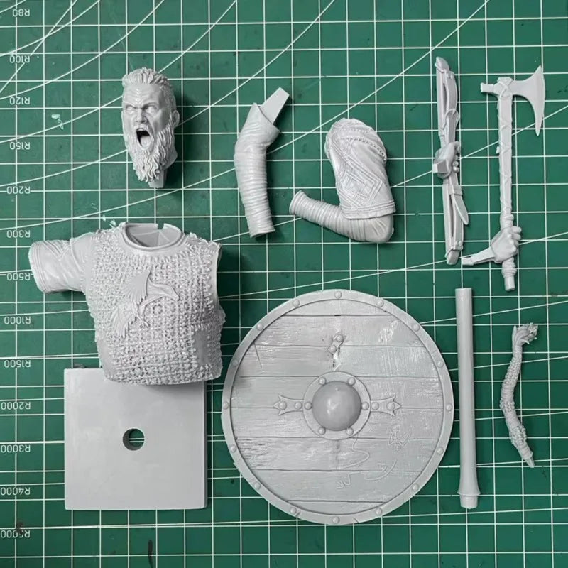 1/10 Medieval Bearded Viking Berserker with Raised Axe, Resin Model Bust Kit, Unassembled and Unpainted