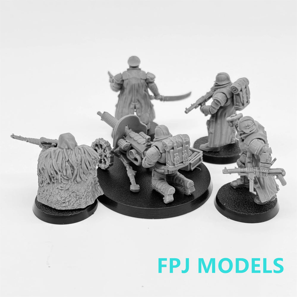 28mm Grim Guard Delta Squad, 5 Figures, Resin Model Figure Kit, Fantasy Theme, Unassembled and Unpainted