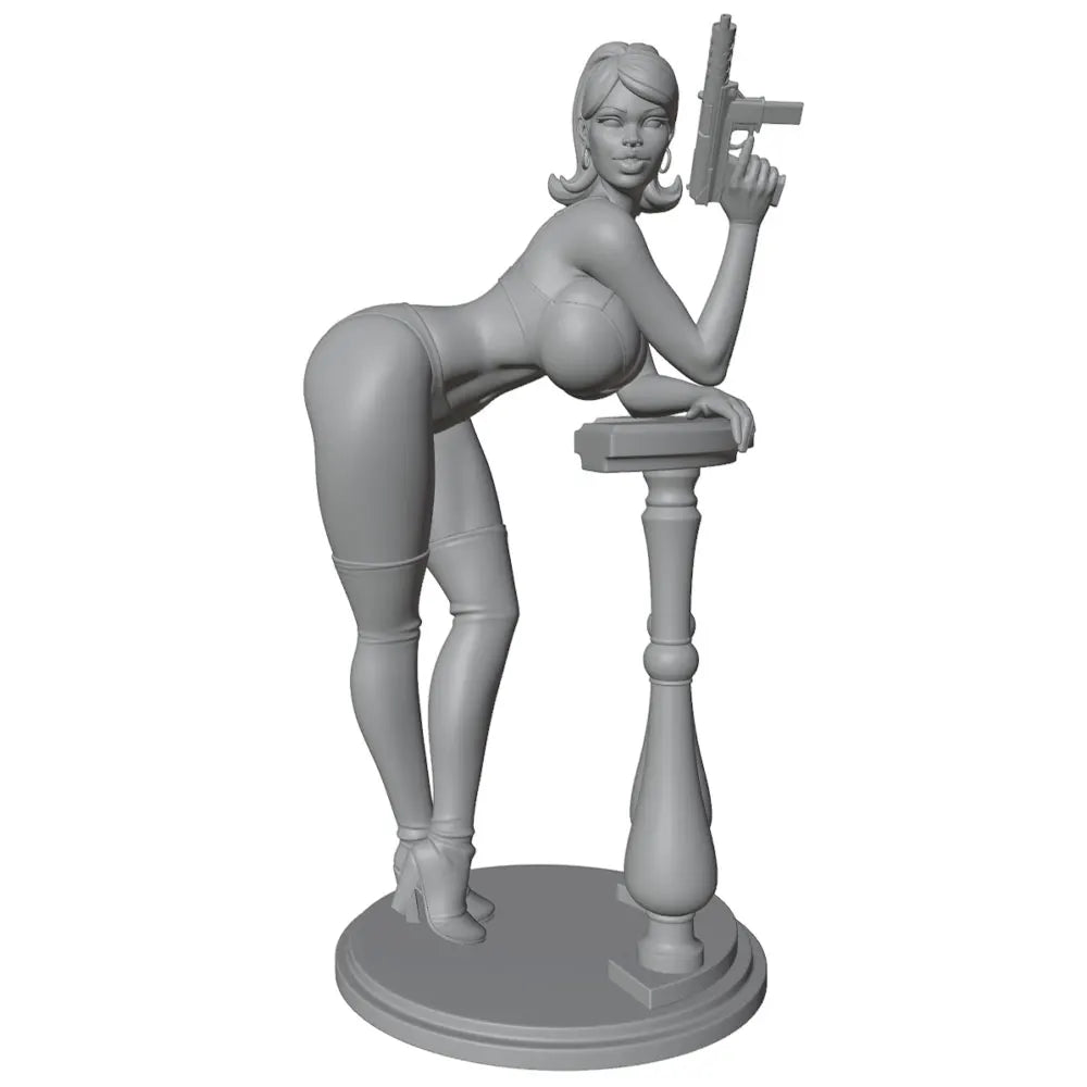 75mm Retro Female Spy Agent, Resin Model Figure Kit, Unassembled and Unpainted
