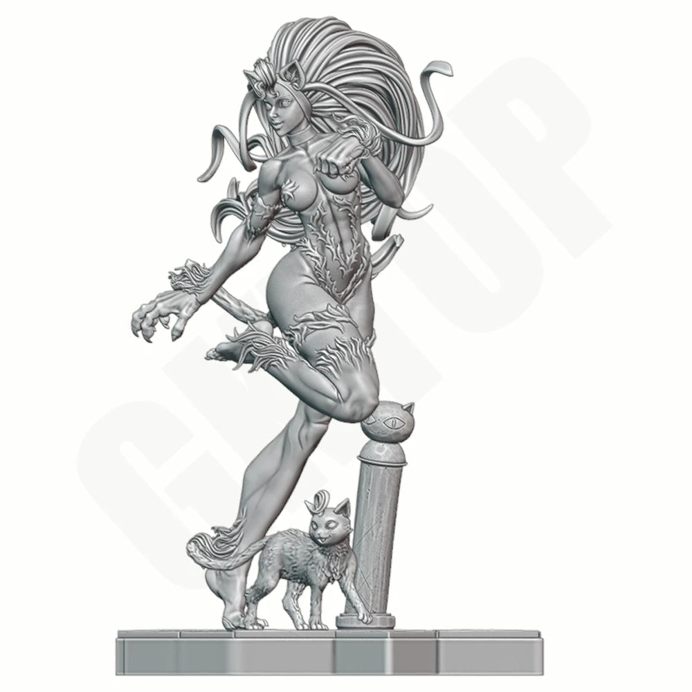 1/24 Beast Girl with Familiars, Resin Model Figure Kit, Fantasy Theme, Unassembled and Unpainted