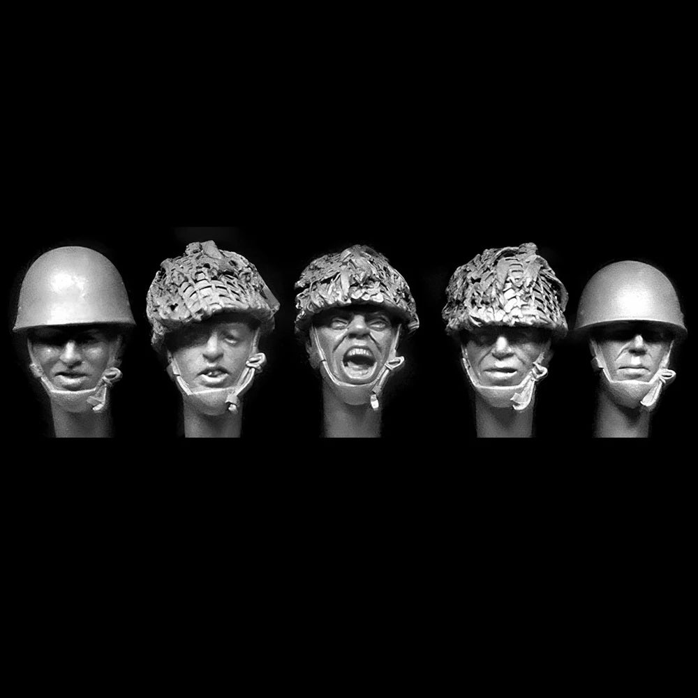 1/35 WWII British Airborne Heads, 5 Figures, Resin Model Figure Kit, Unassembled and Unpainted