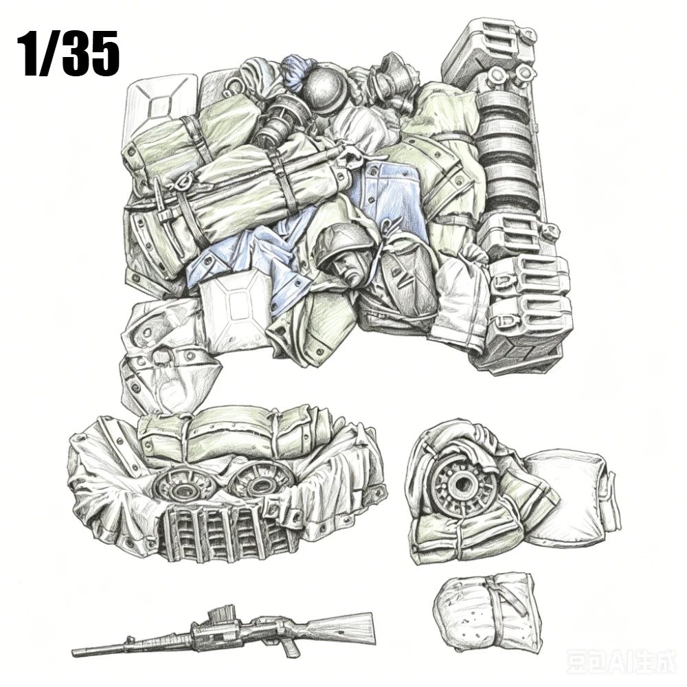 1/35 WWII Italian Combat Vehicle Equipment, Resin Model Vehicle Kit, Unassembled and Unpainted