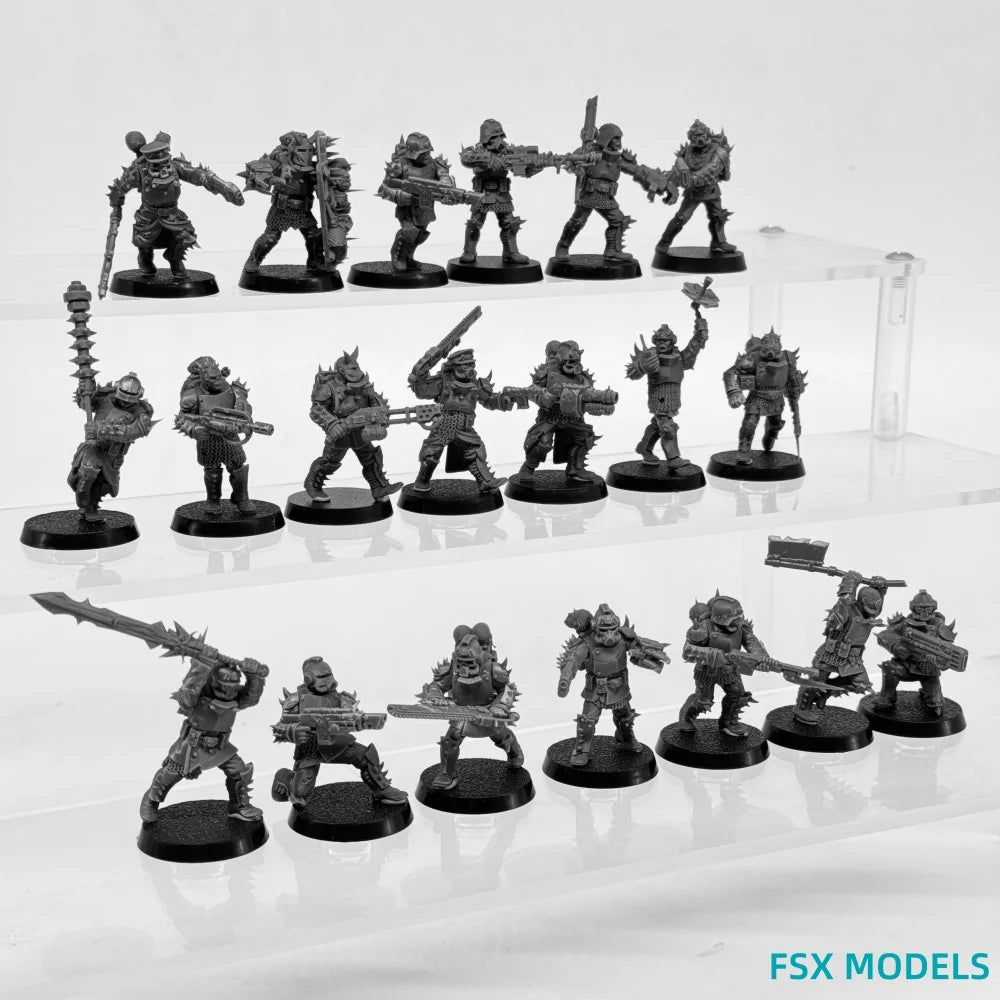 Grimdark Sci-Fi Military Infantry, 20 Figures, Resin Model Figure Kit, Sci-Fi Theme, Unassembled and Unpainted