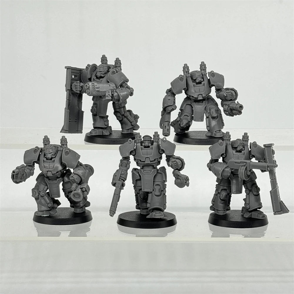32mm GrimGuard Power Armor Infantry, 18 Figures, Resin Model Figure Kit, Sci-Fi Theme, Unassembled and Unpainted