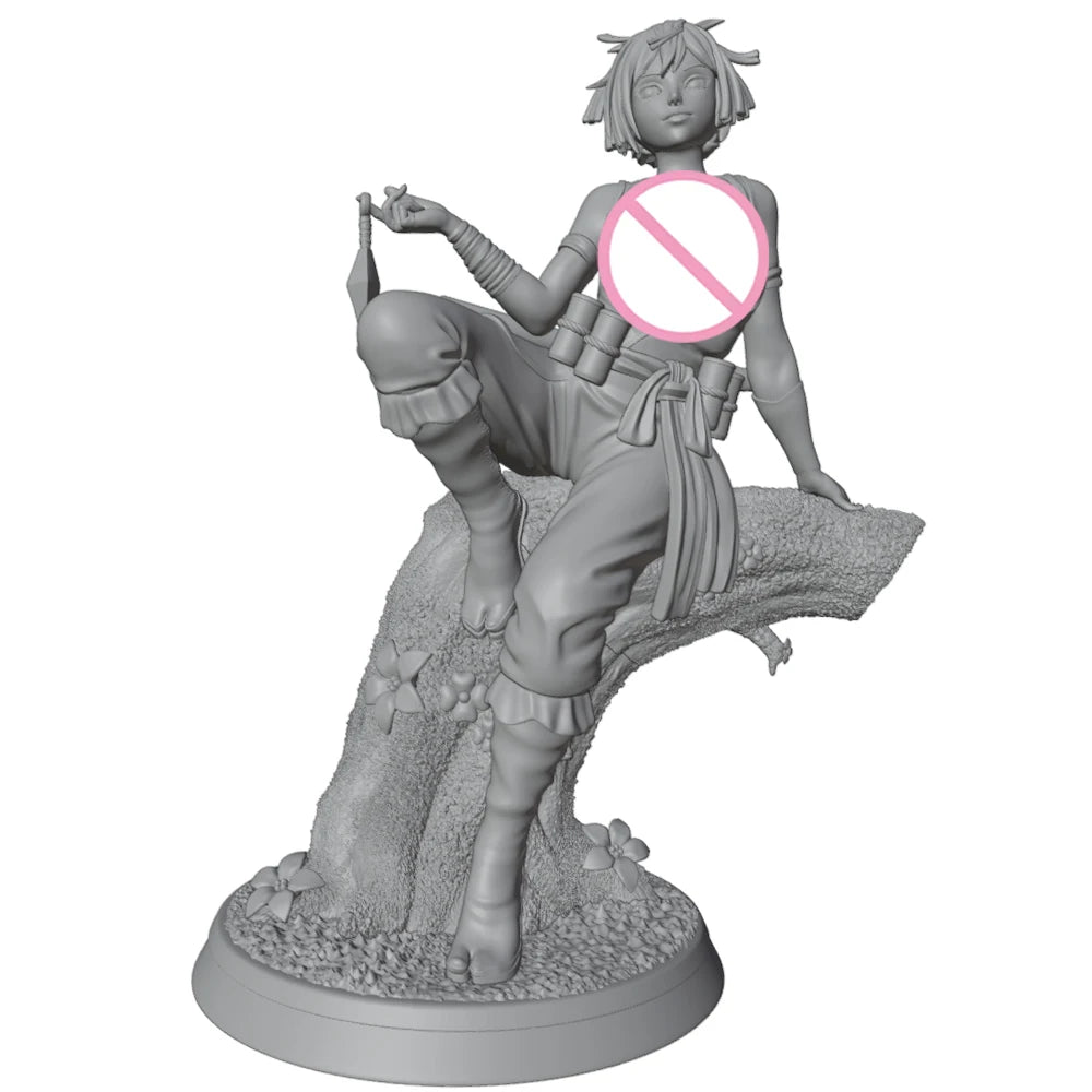 1/24 Fantasy Female Horned Character, Resin Model Figure Kit, Anime Theme, Unassembled and Unpainted