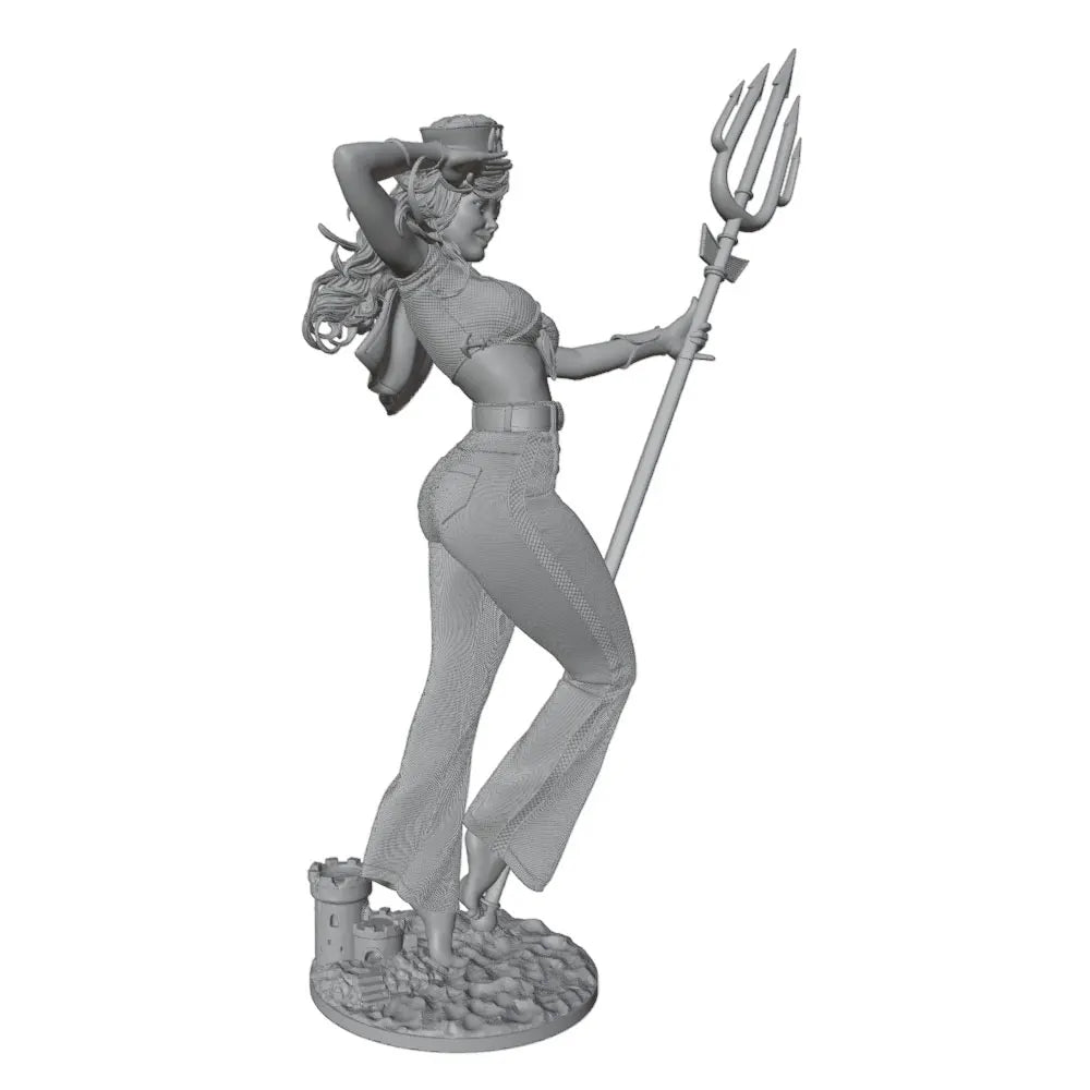 1/24 Sea Goddess with Trident, Resin Model Figure Kit, Fantasy Theme, Unassembled and Unpainted