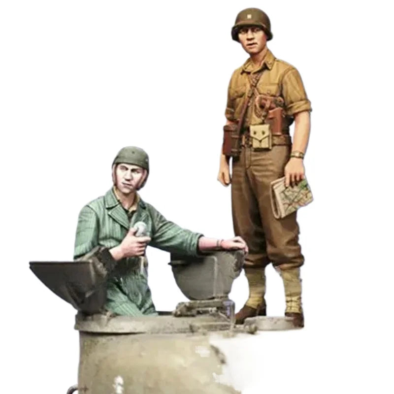 1/35 WWII US Tank Commander and Gun Crew, 2 Figures, Resin Model Figure Kit, Unassembled and Unpainted
