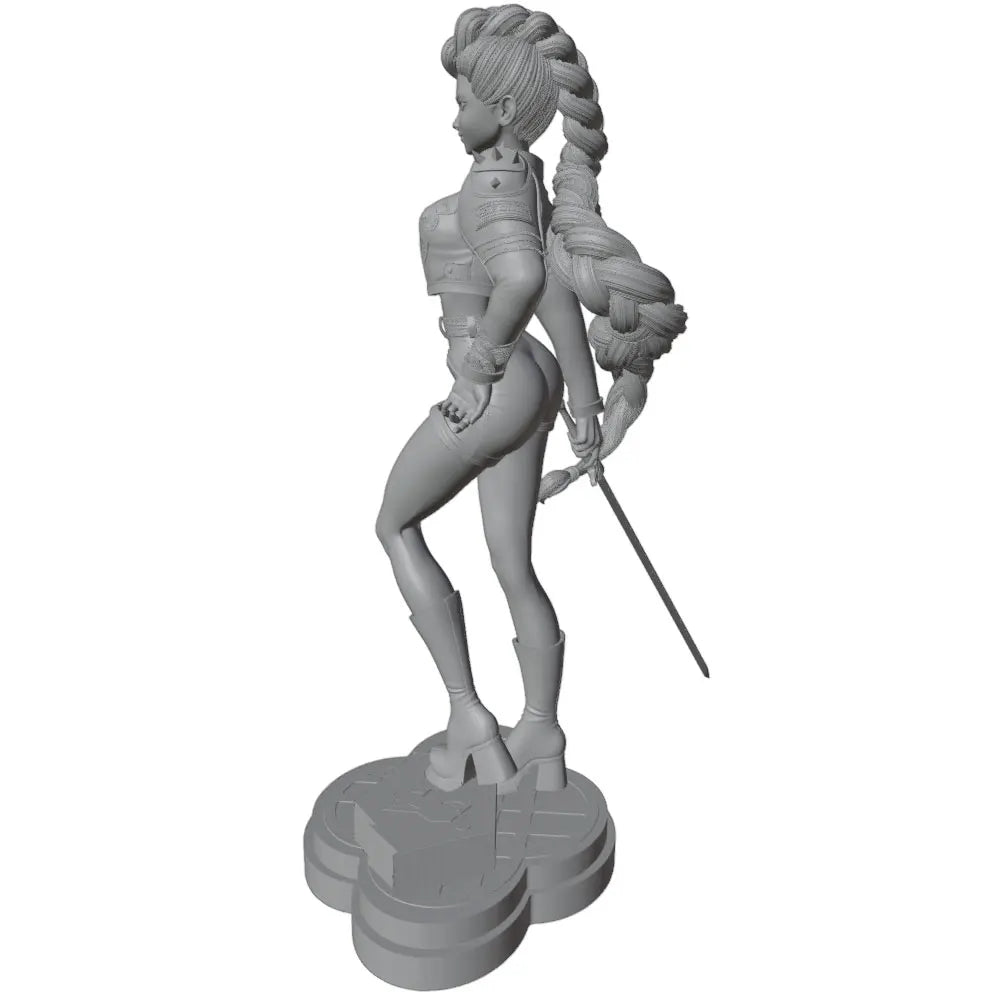 1/24 Purple-Haired Warrior with Curved Sword and Tail, Resin Model Figure Kit, Anime Theme, Unassembled and Unpainted