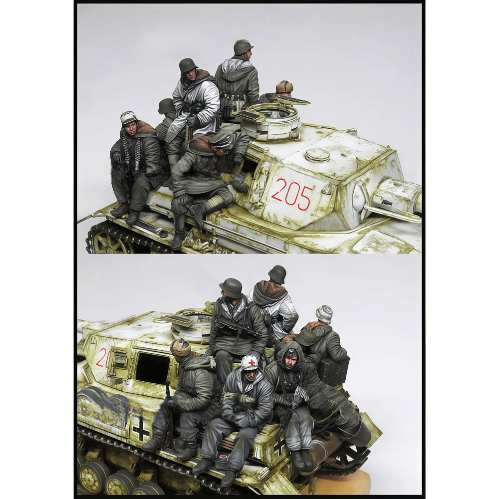 1/35 WWII German Winter Infantry Squad, 8 Figures, Resin Model Figure Kit, Unassembled and Unpainted