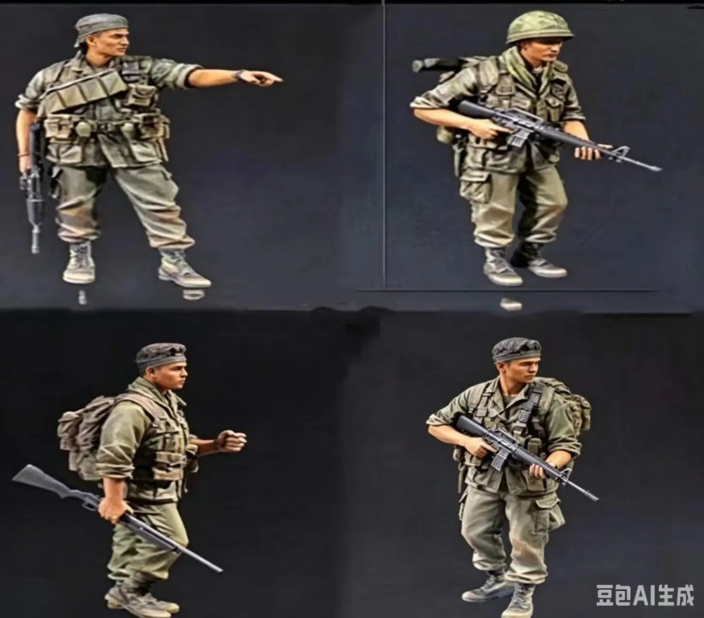 1/35 Modern Infantry Squad with Commander, 4 Figures, Resin Model Figure Kit, Unassembled and Unpainted