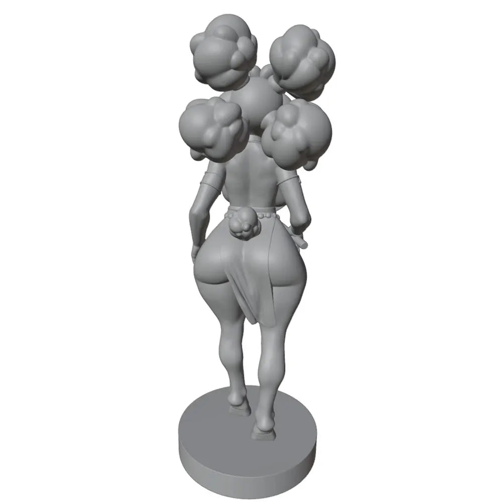 1/24 Female with Voluminous Puffy Hair and Crescent Accessory, Resin Model Figure Kit, Anime Theme, Unassembled and Unpainted