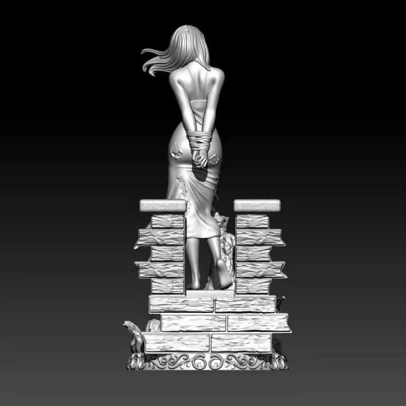 1/24 Girl with Crocodile Companion, Resin Model Figure Kit, Fantasy Theme, Unassembled and Unpainted