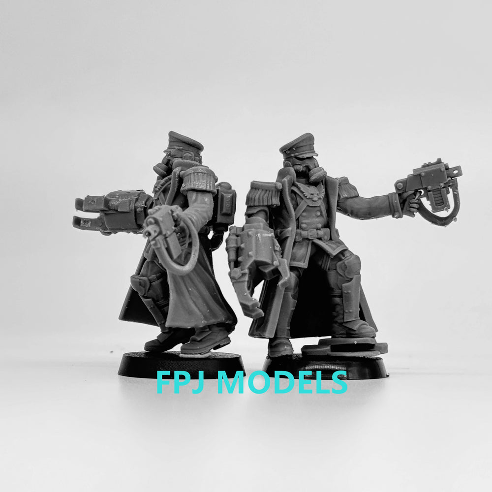 Grimdark Sci-Fi Guard Officers, 2 Figures, Resin Model Figure Kit, Sci-Fi Theme, Unassembled and Unpainted
