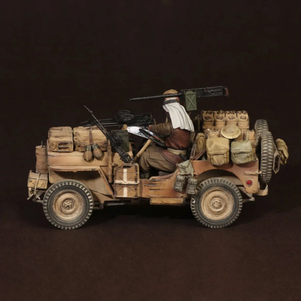 1/35 WWII SAS Jeep, 3 Figures, Resin Model Vehicle Kit, Unassembled and Unpainted
