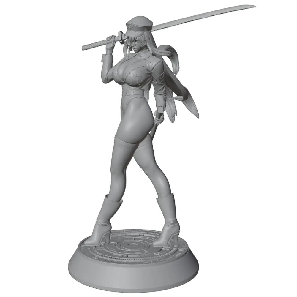 1/24 Swordswoman with Long Flowing Hair, Resin Model Figure Kit, Anime Theme, Unassembled and Unpainted