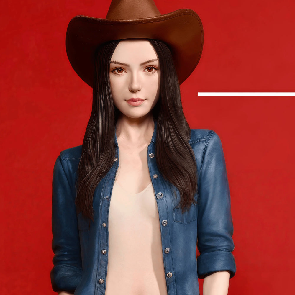 1/12 Modern Denim Cowgirl, Resin Model Figure Kit, Unassembled and Unpainted