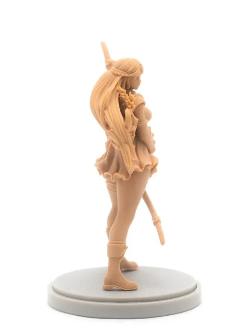 30mm Female Miko Warrior, Resin Model Figure Kit, Anime Theme, Unassembled and Unpainted