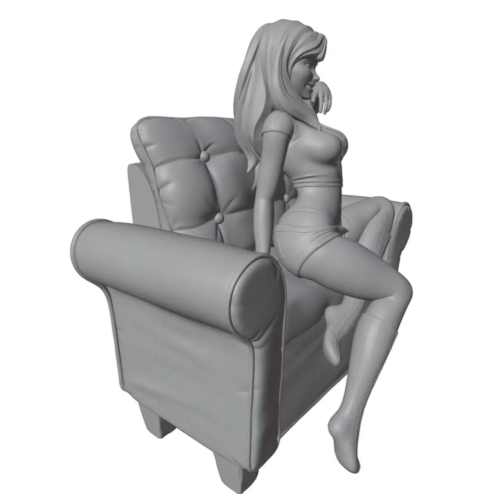 1/24 Pin-up on Chair, Resin Model Figure Kit, Unassembled and Unpainted