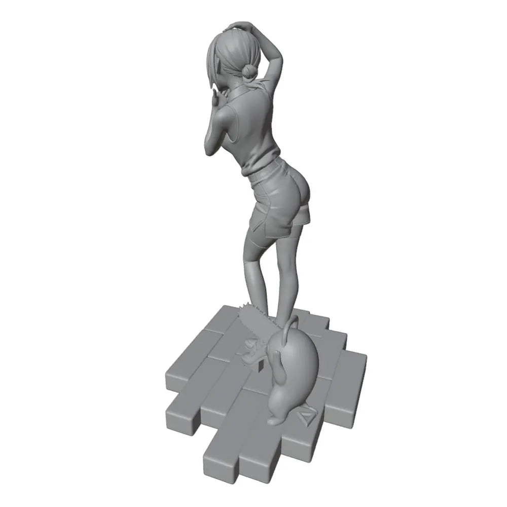 1/24 Anime Girl with Hands-to-Hair Pose, Resin Model Figure Kit, Unassembled and Unpainted