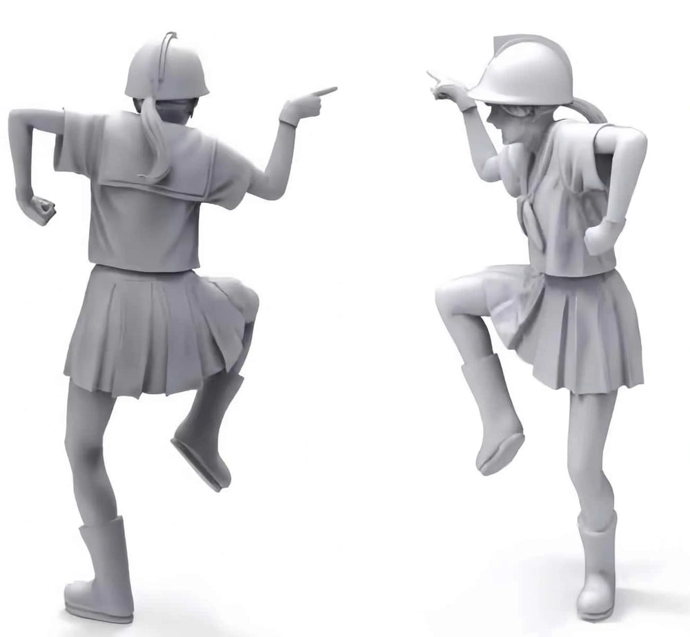 1/35 Schoolgirl, 2 Figures, Resin Model Figure Kit, Anime Theme, Unassembled and Unpainted