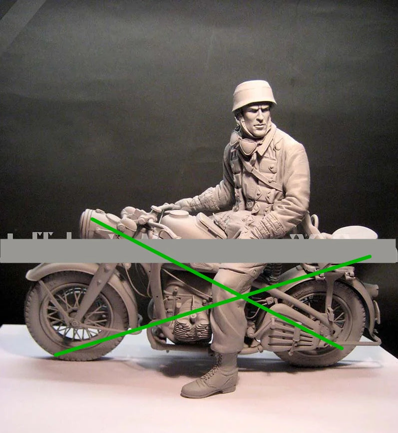 1/9 WWI Soldier on Motorcycle, Resin Model Figure Kit, Unassembled and Unpainted