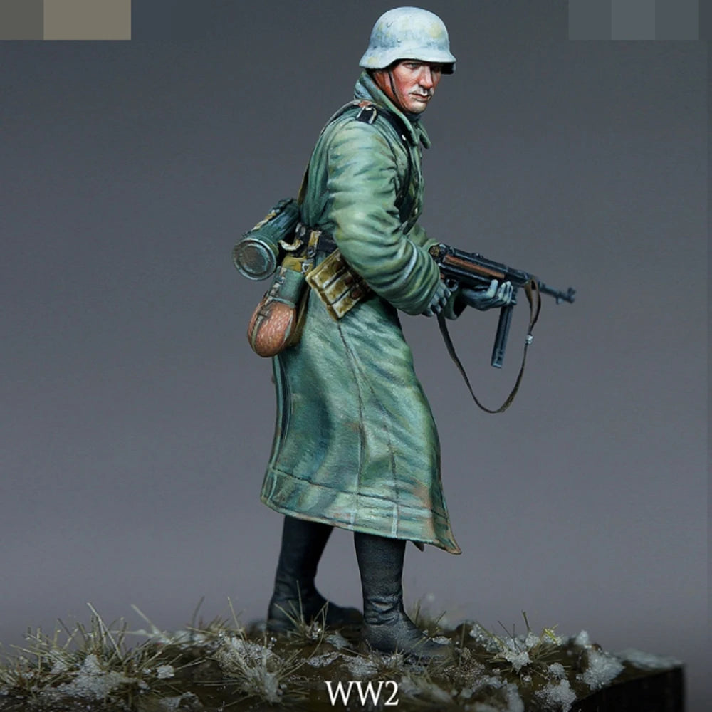 1/35 WWII German MG42 Gunner in Greatcoat, Resin Model Figure Kit, Unassembled and Unpainted