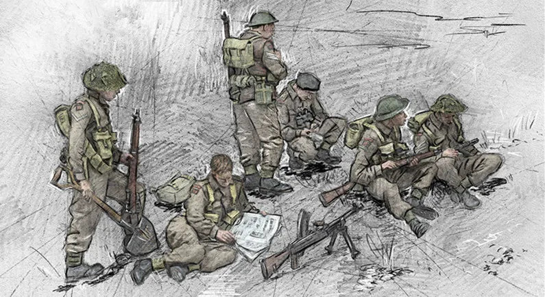 1/35 WWII Allied Squad, 6 Figures, Resin Model Figure Kit, Unassembled and Unpainted
