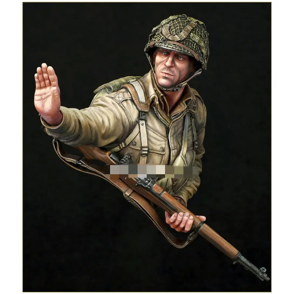1/10 WWII US Infantryman Ordering Halt, Resin Model Bust Kit, Unassembled and Unpainted