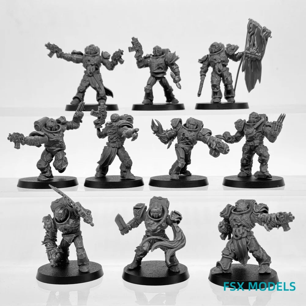 28mm Corrupted Socratis Infantry, 16 Figures, Resin Model Figure Kit, Sci-Fi Theme, Unassembled and Unpainted