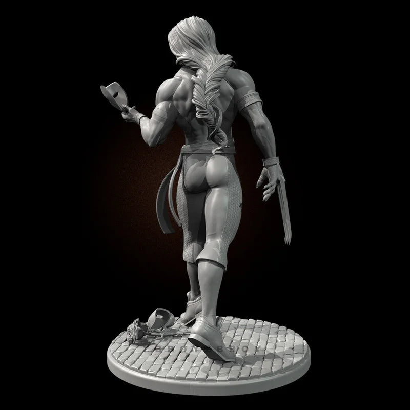 75mm Female Barbarian with Hatchet and Shield, Resin Model Figure Kit, Fantasy Theme, Unassembled and Unpainted
