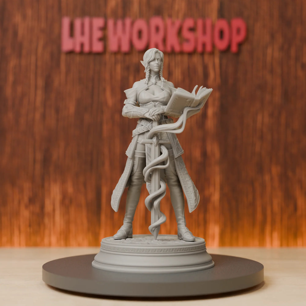75mm Elf Battlemage & Fantasy Creatures, Resin Model Figure Kit, Fantasy Theme, Unassembled and Unpainted