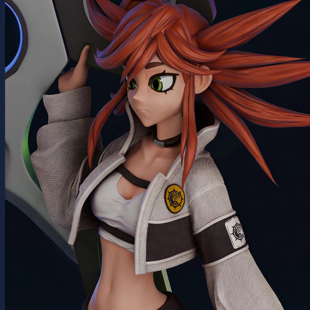 1/24 Red-Haired Female Warrior with Curved Scythe, Resin Model Figure Kit, Anime Theme, Unassembled and Unpainted