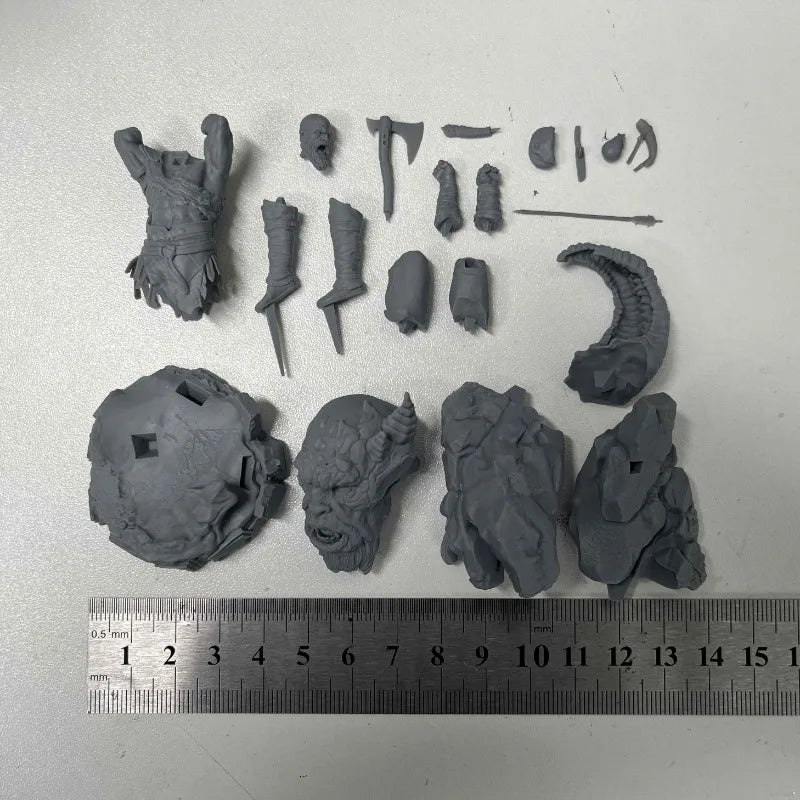1/24 Ancient Barbarian Warrior with Raised Axe, Resin Model Figure Kit, Unassembled and Unpainted
