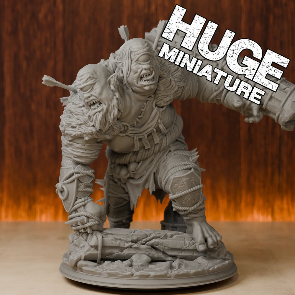 54mm Ettin Giant Monster Boss, Resin Model Figure Kit, Fantasy Theme, Unassembled and Unpainted