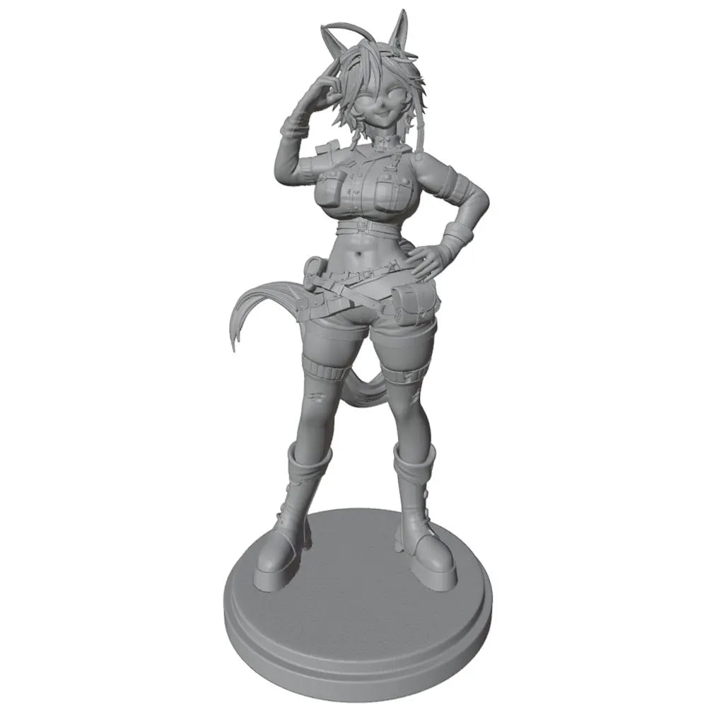1/24 Cat-Eared Cowgirl with Lasso, Resin Model Figure Kit, Anime Theme, Unassembled and Unpainted