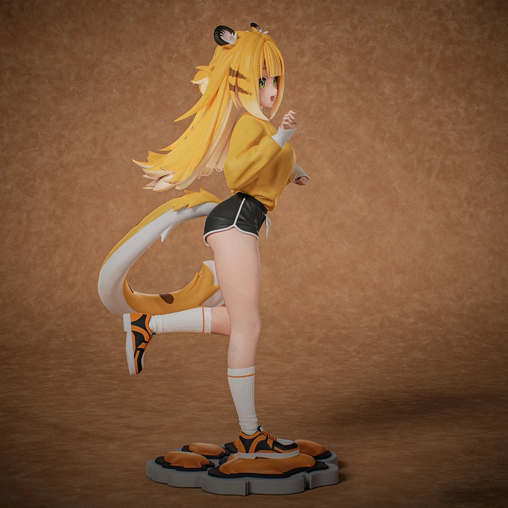 1/24 Cat Girl Kneeling with Tail, Resin Model Figure Kit, Anime Theme, Unassembled and Unpainted