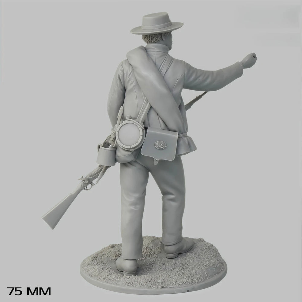 75mm American Civil War Confederate Soldier, Resin Model Figure Kit, Unassembled and Unpainted