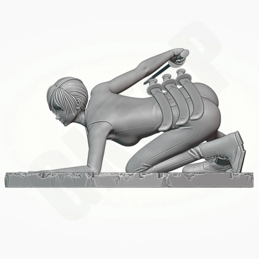 1/24 Ninja Swordsman Female, Resin Model Figure Kit, Unassembled and Unpainted