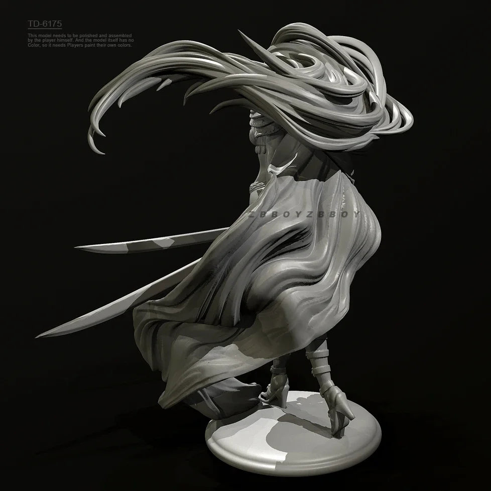 50mm Long-Haired Warrior Lunging with Sword, Resin Model Figure Kit, Fantasy Theme, Unassembled and Unpainted