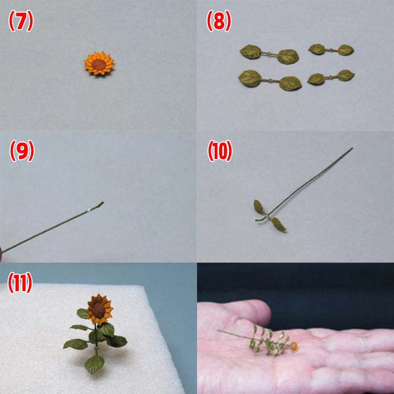 1/35 Sunflower & Flowering Plants, Resin Model Diorama Kit, Wildlife Theme, Unassembled and Unpainted