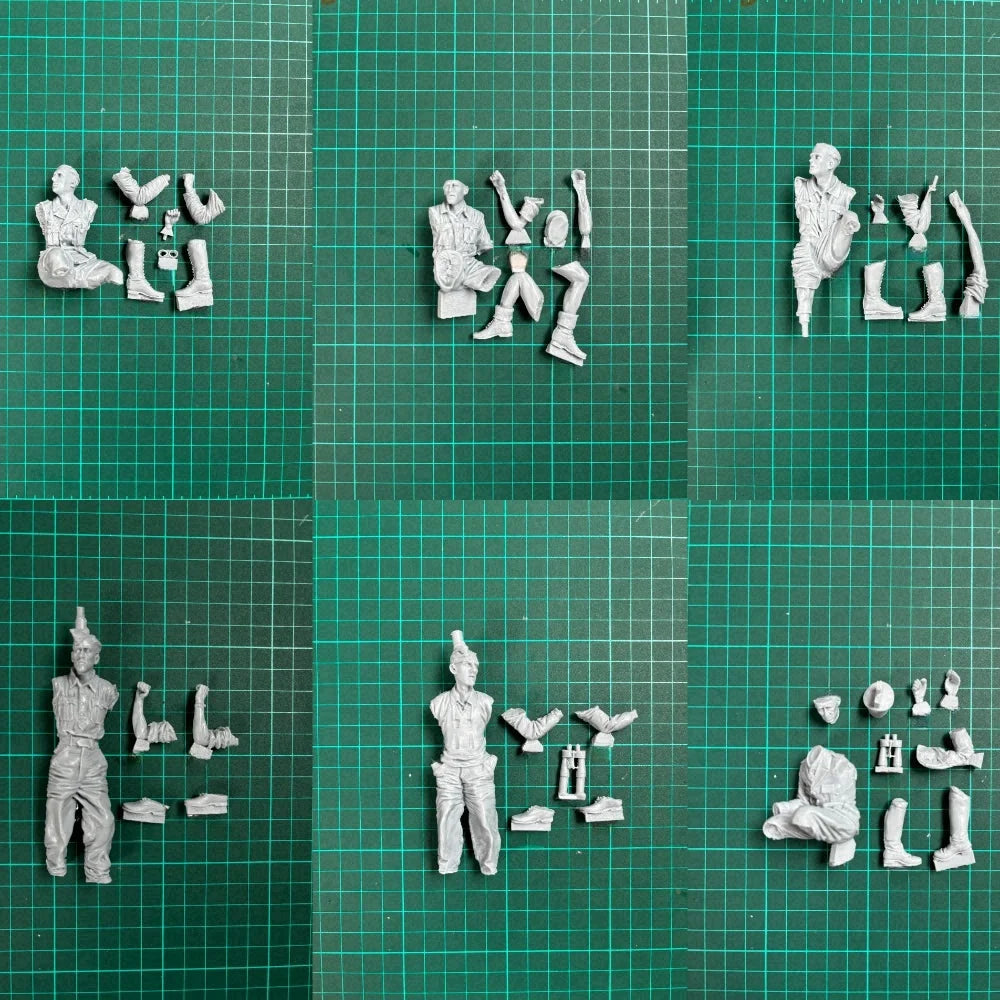 1/16 WWII Tank Crew, 6 Figures, Resin Model Figure Kit, Unassembled and Unpainted