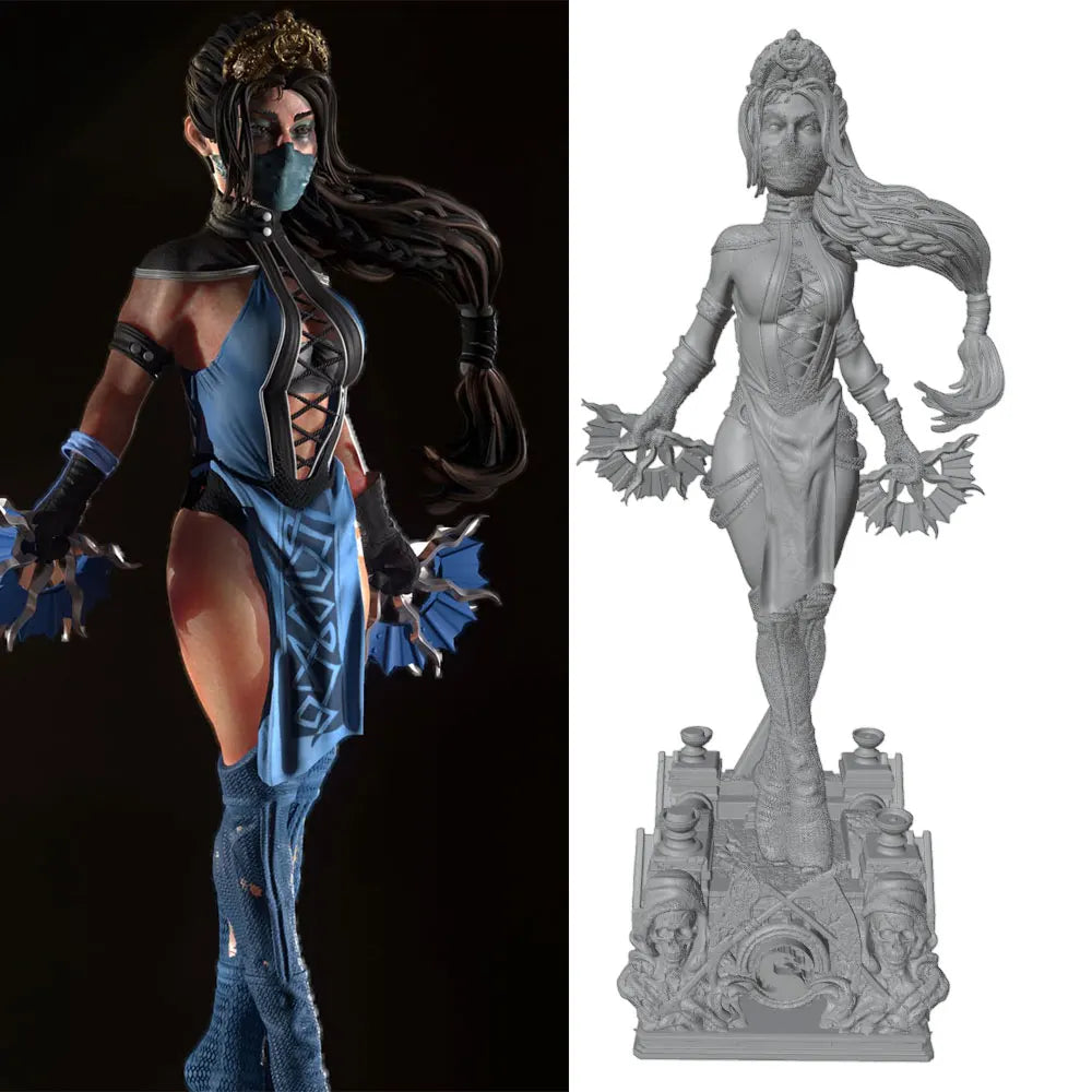 1/24 Sorceress Conjuring Arcane Spikes, Resin Model Figure Kit, Fantasy Theme, Unassembled and Unpainted