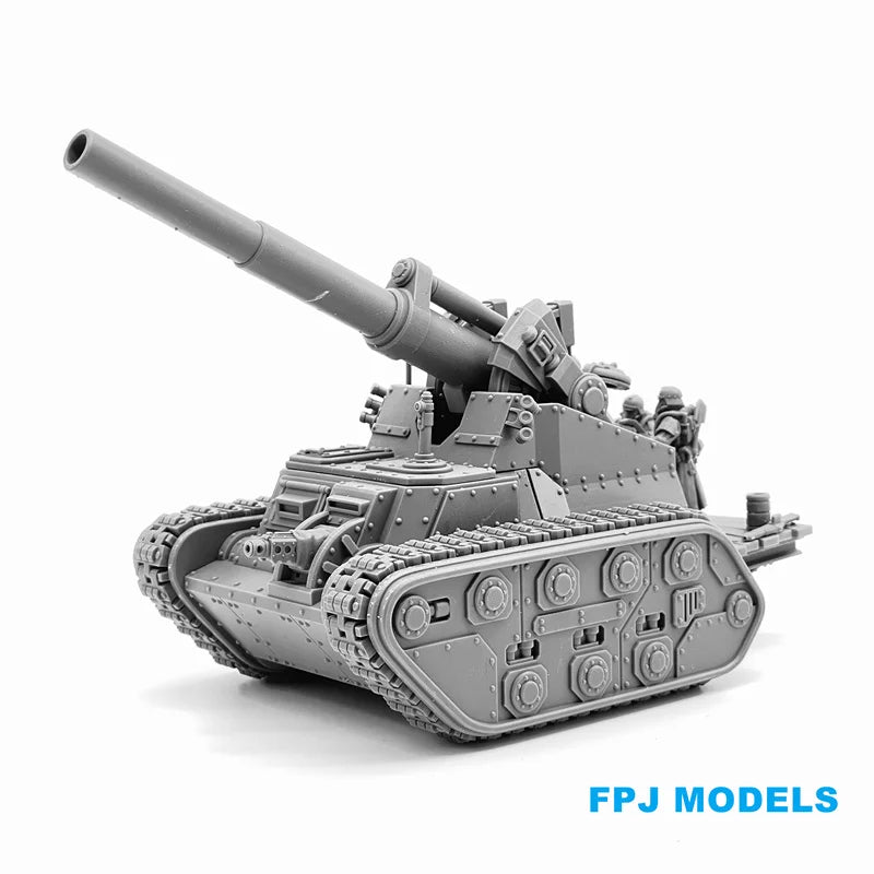 28mm Self-Propelled Gun, 3 Figures, Resin Model Vehicle Kit, Sci-Fi Theme, Unassembled and Unpainted