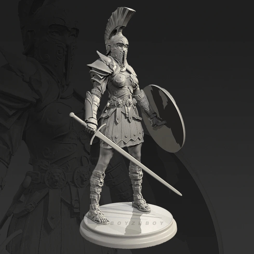 90mm Female Warrior, Resin Model Figure Kit, Fantasy Theme, Unassembled and Unpainted